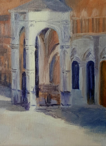 Baumann Student Josette Millar painting in Tuscany Italy